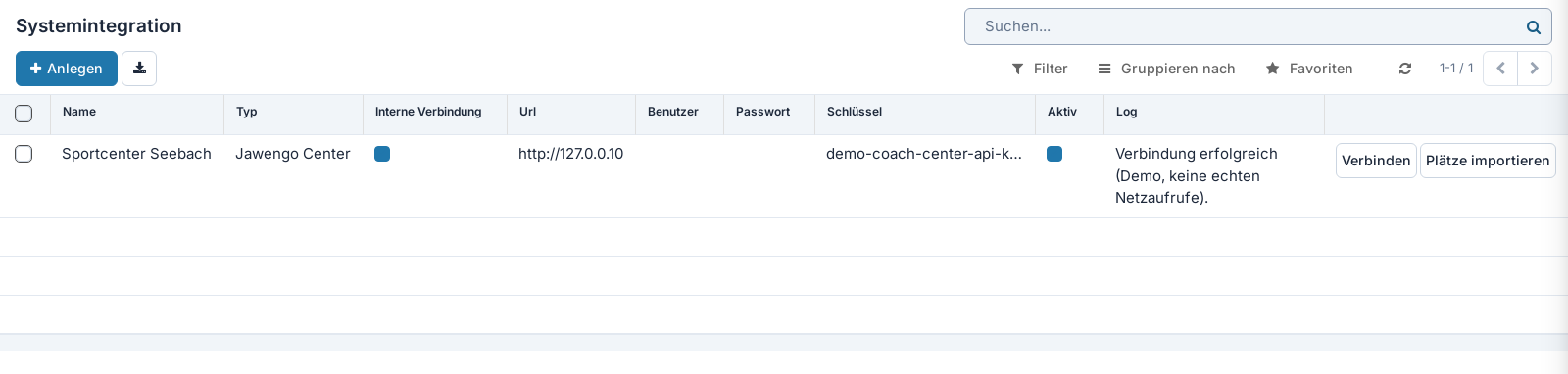 Screenshot: Systemintegration
