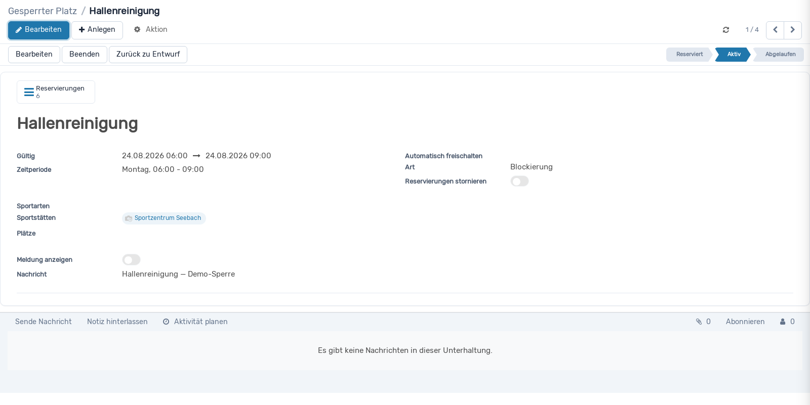 Screenshot: Gesperrter Platz