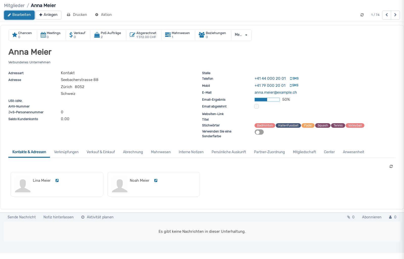 Screenshot: Mitglied erfassen