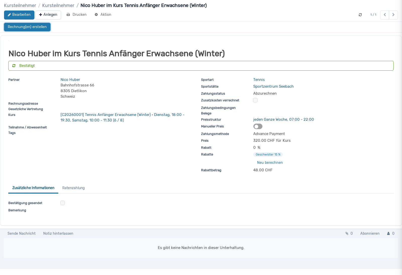 Screenshot: Kursteilnehmer