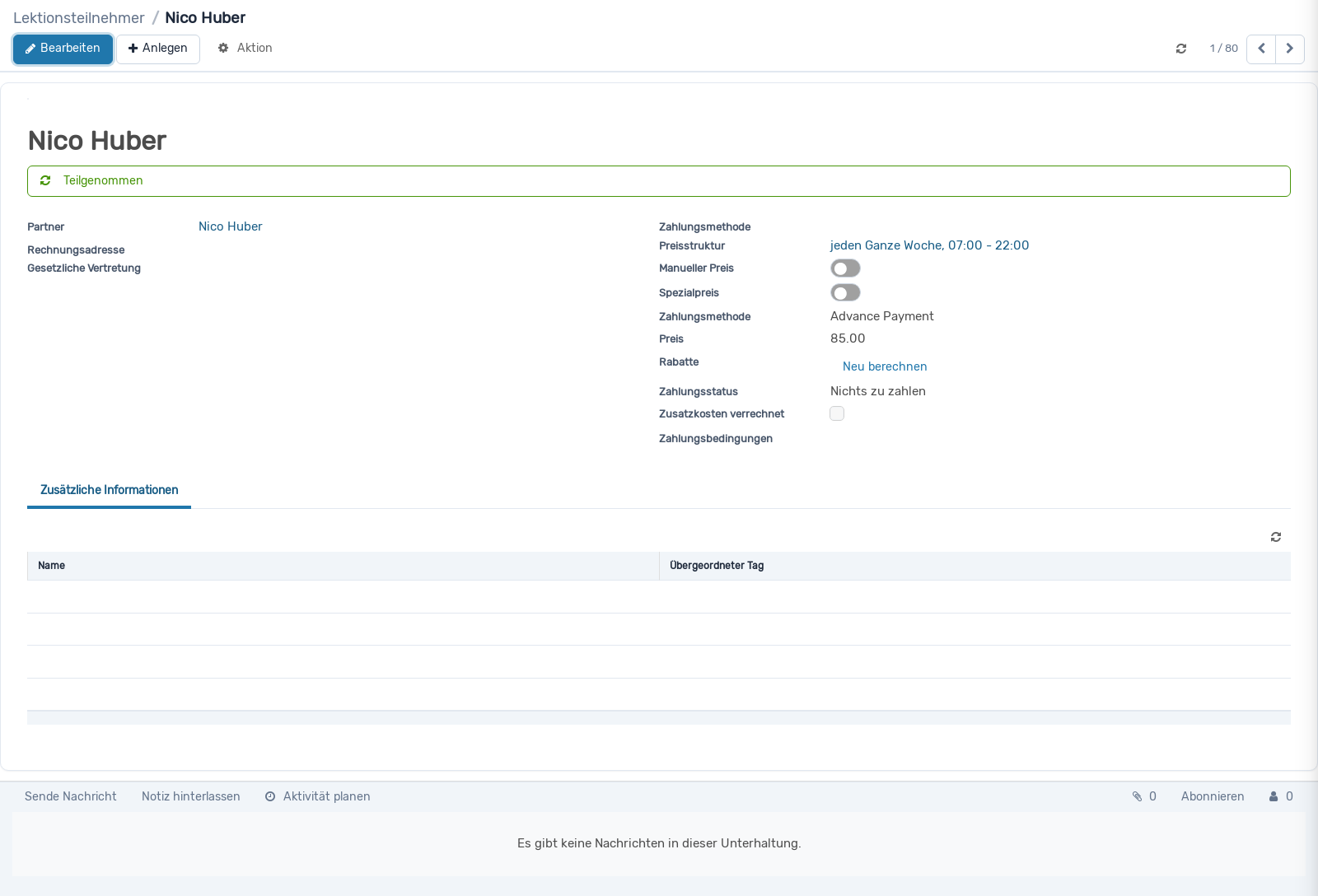 Screenshot: Lektionsteilnehmer