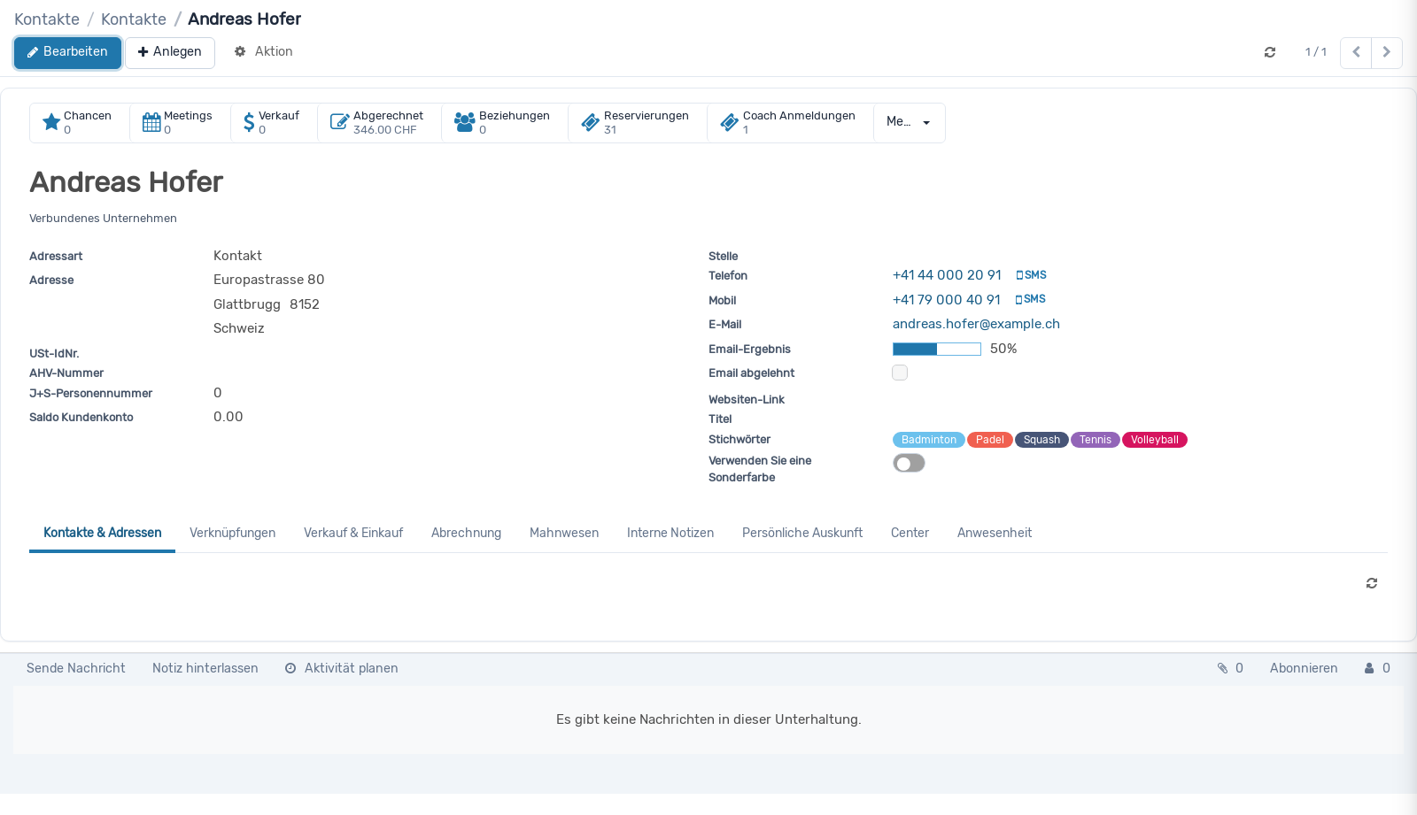 Screenshot: Kontakt erfassen